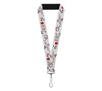 Peanuts Lanyard, Peanuts Joe Cool Snoopy Poses and Text Gray Black Red White, Elastic