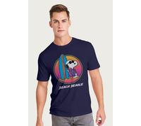 Peanuts Men's Beach Beagle Surf Snoopy T-Shirt in Navy | Size: 2XL Peanuts Navy 2XL