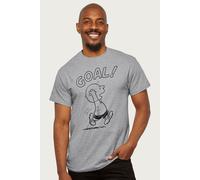 Peanuts Men's Football Charlie Brown Goal England Euro T-Shirt in Mid Grey | Size: 2XL Peanuts Mid Grey 2XL