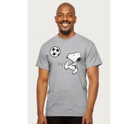 Peanuts Men's Football Snoopy The Striker England Euro T-Shirt in Mid Grey | Size: XL Peanuts Mid Grey XL