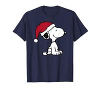 Peanuts Men's Holiday Santa Hat Snoopy T-Shirt, Blue, S