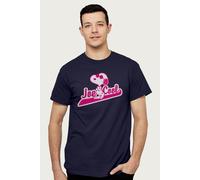 Peanuts Men's Joe Cool Snoopy Baseball Text T-Shirt in Navy | Size: Small Peanuts Navy S