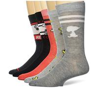 Peanuts Men's Snoopy 5 Pack Crew Socks Casual, Grey Assorted, 9-13 UK