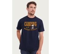 Peanuts Men's Snoopy Camping Beagle Scouts T-Shirt in Navy | Size: Small Peanuts Navy S
