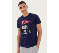 Peanuts Men's Snoopy & Flag T-Shirt in Navy | Size: Small Peanuts Navy S
