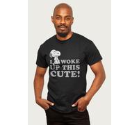 Peanuts Men's Snoopy I Woke Up This Cute T-Shirt in Black | Size: Large Peanuts Black L