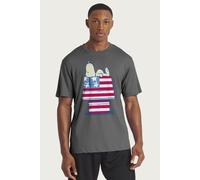 Peanuts Men's Snoopy Patriotic Kennel Independence Day T-Shirt in Charcoal | Size: Medium Peanuts Charcoal M