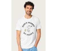Peanuts Men's Snoopy & Running Dont Worry Be Happy T-Shirt in White | Size: Large Peanuts White L