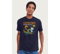 Peanuts Men's Snoopy Surfboard World Tour 73 T-Shirt in Navy | Size: Large Peanuts Navy L