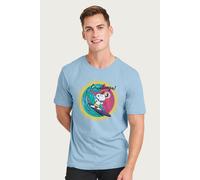 Peanuts Men's Snoopy Surfing Cowabunga T-Shirt in Light Blue | Size: Small Peanuts Light Blue S
