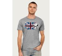 Peanuts Men's Snoopy Union Jack & Tea T-Shirt in Mid Grey | Size: Medium Peanuts Mid Grey M