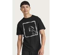 Peanuts Men's Snoopy White Lean T-Shirt in Black | Size: Large Peanuts Black L
