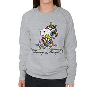 Peanuts Merry and Bright Snoopy Christmas Women's Sweatshirt Heather Grey