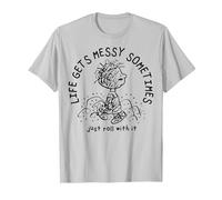 Peanuts - Pigpen Life Gets Messy Sometimes Just Roll with It T-Shirt, Men, Silver Grey, Large