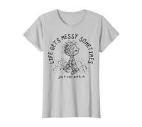 Peanuts - Pigpen Life Gets Messy Sometimes Just Roll with It T-Shirt, Women, Silver Grey, Medium