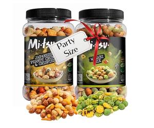 Peanuts & Rice Crackers Crisps Multipack - 800g Wasabi & 650g Japanese Snacks, Coated Peanuts Bulk Buy with Topline Card. Pub Snacks for Birthday Party Food, Movie Nights. Great for Mens Food Hamper