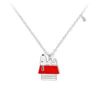 Peanuts Silver Plated Enamel Snoopy Dog House 16'' Chain Pendant Necklace