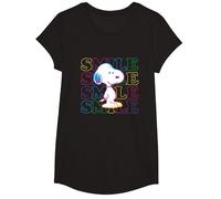 Peanuts - Smile Rainbow Snoopy T-Shirt, Girls, Black, Large