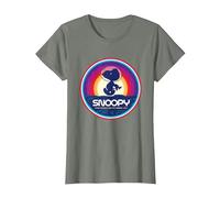 Peanuts Snoopy 1969 First Beagle On The Moon Sunset T-Shirt, Women, Olive Heather, Medium