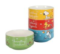 Peanuts Snoopy 4 Pack Stackable 5.5" Decorated Stoneware Bowl Set