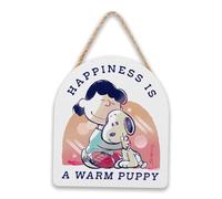 Peanuts Snoopy and Lucy Happiness is a Warm Puppy Hanging Wood Wall Decor