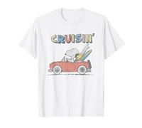 Peanuts Snoopy and Woodstock Cruisin' T-Shirt, Men, White, Medium