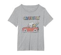 Peanuts Snoopy and Woodstock Cruisin' T-Shirt, Women's Plus, Heather Grey, 1X