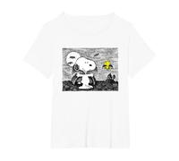 Peanuts Snoopy and Woodstock Halloween Midnight Flight T-Shirt, Women's Plus, White, 4X