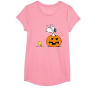 Peanuts Snoopy and Woodstock Not Scared Halloween T-Shirt, Girls, Pink, Medium