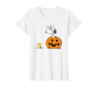 Peanuts Snoopy and Woodstock Not Scared Halloween T-Shirt, Women, White, Large