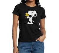 Peanuts Snoopy and Woodstock Women's T-Shirt Black