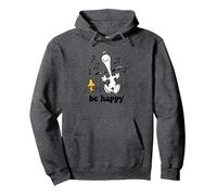 Peanuts - Snoopy and Woodstock's Be Happy Dance Pullover Hoodie, Adult Unisex, Dark Heather Grey, Large