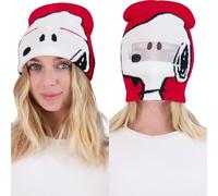 Peanuts Snoopy Beanie Hat, Knit Roll Down Cuffed Winter Cap, Red, One Size