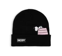 Peanuts Snoopy Beanie Hat Womens - Doghouse Embroidered Winter Hat Black