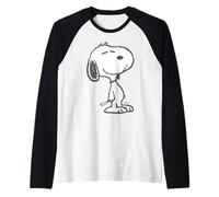 Peanuts Snoopy Big Iconic Sketch Pose Happy Fun Art Classic Raglan Baseball Tee
