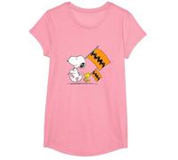 Peanuts - Snoopy Charlie Brown Flags T-Shirt, Girls, Pink, X-Small