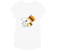 Peanuts - Snoopy Charlie Brown Flags T-Shirt, Girls, White, X-Small