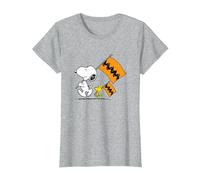 Peanuts - Snoopy Charlie Brown Flags T-Shirt, Women, Heather Grey, Large
