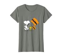 Peanuts - Snoopy Charlie Brown Flags T-Shirt, Women, Olive Heather, X-Small