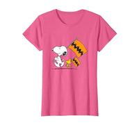Peanuts - Snoopy Charlie Brown Flags T-Shirt, Women, Pink Heather, Medium