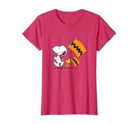 Peanuts - Snoopy Charlie Brown Flags T-Shirt, Women, Red Heather, Medium