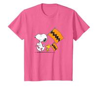 Peanuts - Snoopy Charlie Brown Flags T-Shirt, Youth, Pink Heather, X-Small