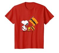 Peanuts - Snoopy Charlie Brown Flags T-Shirt, Youth, Red, Large