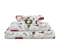 Peanuts® Snoopy Christmas Holiday Microfiber Sheet Set - Queen, 4 Piece Set (Official Peanuts Product) by Franco Collectibles