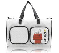 Peanuts Snoopy Duffle Bag | 20 Inch Saffiano PU Leather Travel Overnighter, Weekender & Overnight Bag with Woodstock | Classic Snoopy Gifts for Women, Men, Teens & Adults, Officially Licensed