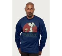 Peanuts Snoopy Far Out Peace Love & Music Sweatshirt in Navy | Size: 2XL Peanuts Navy 2XL
