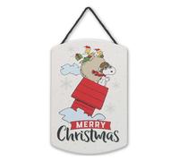 Peanuts Snoopy Flying Dog House Merry Christmas Hanging Wood Wall Decor