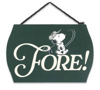 Peanuts Snoopy Fore Hanging Wood Wall Decor - Fun Snoopy Golf Sign for Office or Man Cave - Great Gift Idea