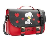 Peanuts Snoopy Handbags for Women Cross Body Messenger Shoulder Bag Teens Girls Adjustable Strap Travel Gifts for Her (Red/Black)