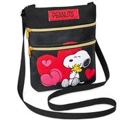 Peanuts Snoopy Handbags for Women Cross Body Messenger Shoulder Bag Teens Girls Adjustable Strap Travel Gifts for Her (Black)
